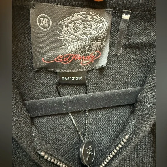 🔥 NWT! Ed Hardy Tiger Special Knit Full Zip Lightweight Sweater Hoodie